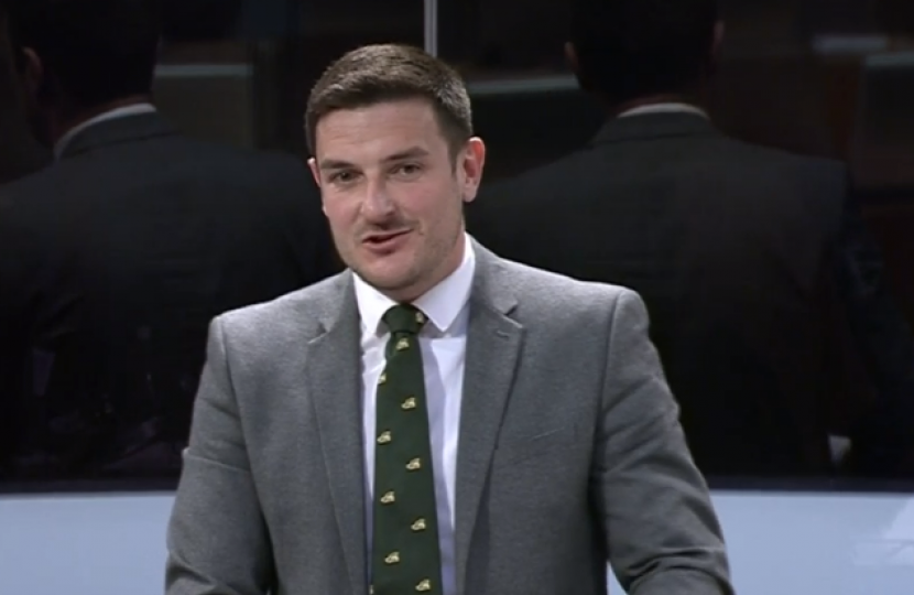 James Evans MS in the Senedd Chamber